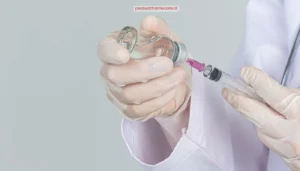 Gambar dokter memegang suntik vitamin